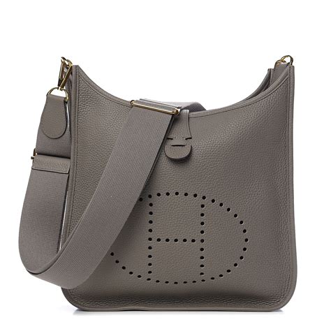 hermes taurillon clemence evelyne iii pm etain|Evelyne III 29 bag .